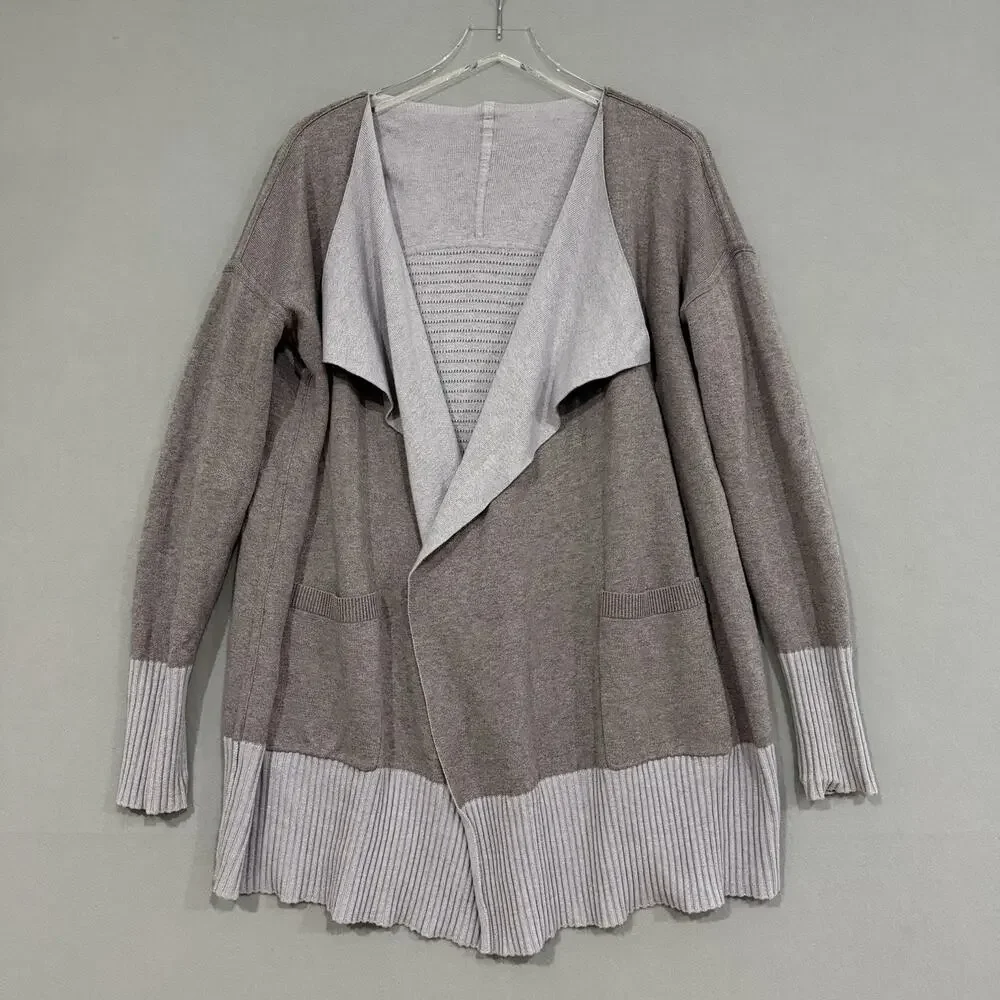 Lululemon Still Lotus Wrap Reversible Cardigan Size 12 Heather Lilac/Mulberry